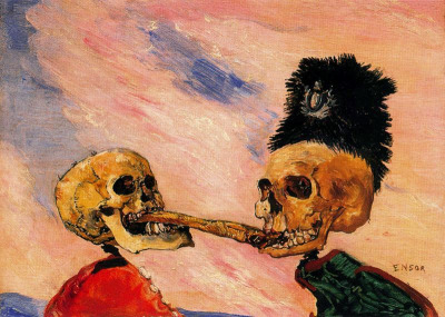 
James Ensor, Skeletons Fighting over a Pickled Herring
1891


this is it. this is what started the skeleton war